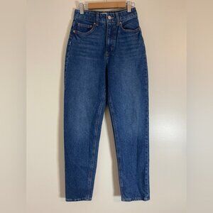 H&M Womens Jeans Sz 2 Blue High Waist Straight Leg Dark Wash Denim Bottoms